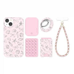 Pink Coastal Seashells iPhone Bundle Set