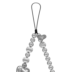 Metallic Silver Heart Phone Charm