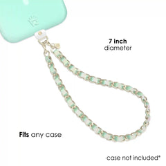 Teal Holo Leather Chain Phone Charm
