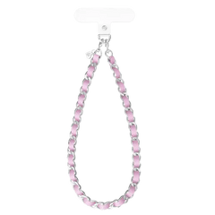 Pink Leather Chain Phone Charm