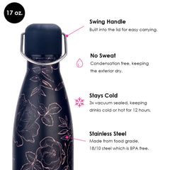 Floral Rose Gold Water Bottle